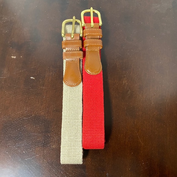 Coach Other - 2 Vintage Coach Belts Unisex 36 Tan • Red  Natural Linen & Leather Brass